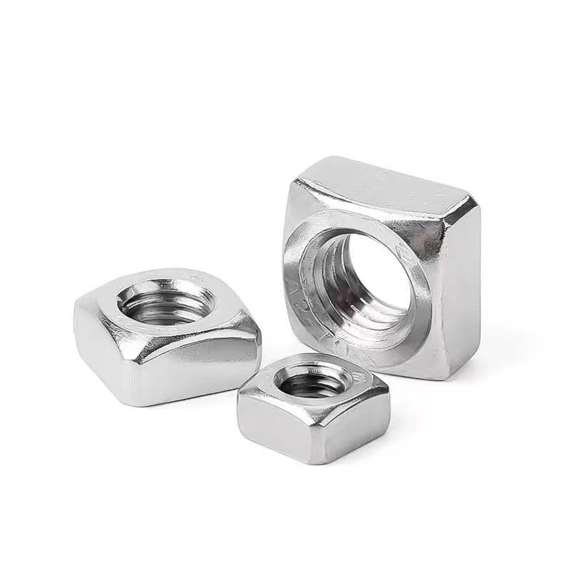 QBJFY M10-1.5 Square Nuts, M10 Fastener Nuts 304 Stainless, Bright Finish, Full Thread Nylock Nuts,20Pcs - Image 1
